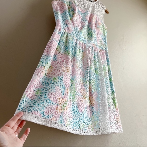 Lilly Pulitzer Morrison Lace Overlay Sleeveless Dress Cutout Back Pink Blue Sz 8 - Picture 8 of 14